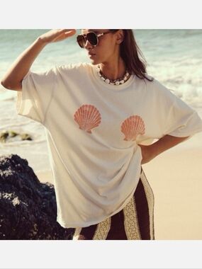Free People We The Free Shell Graphic Oversized Tee Nwt